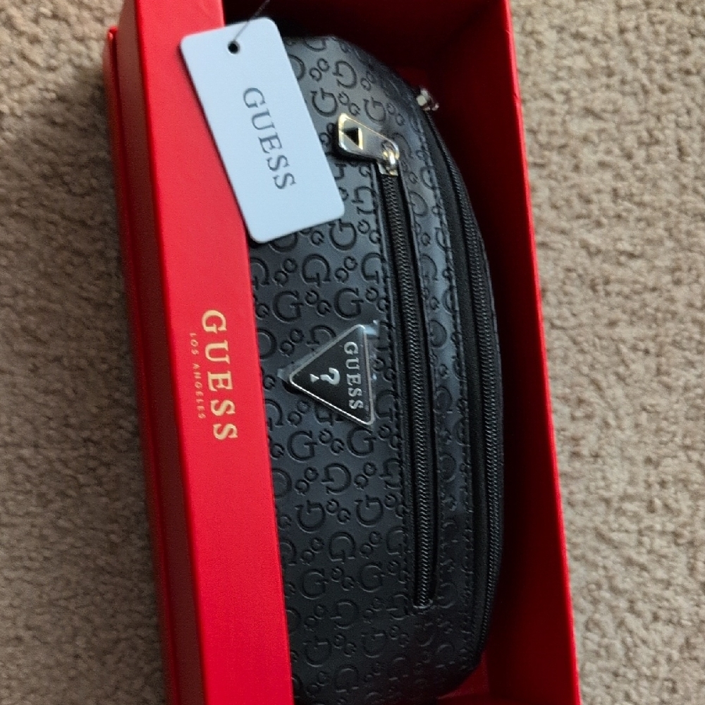 GUESS Embossed Black Belt Bag